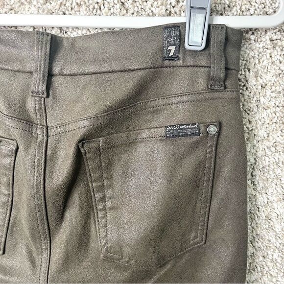 7 For All Mankind Pants Women’s 27 Green Suede Skinny - Picture 5 of 10